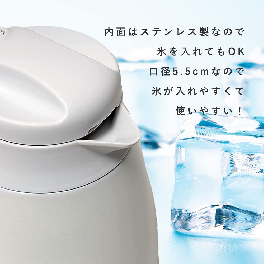 Bình nước giữ nhiệt Tablepot 1000ml, thân bằng thép không gỉ sơn phủ tĩnh điện. Thương hiệu Pearl Metal - nội địa Nhật Bản