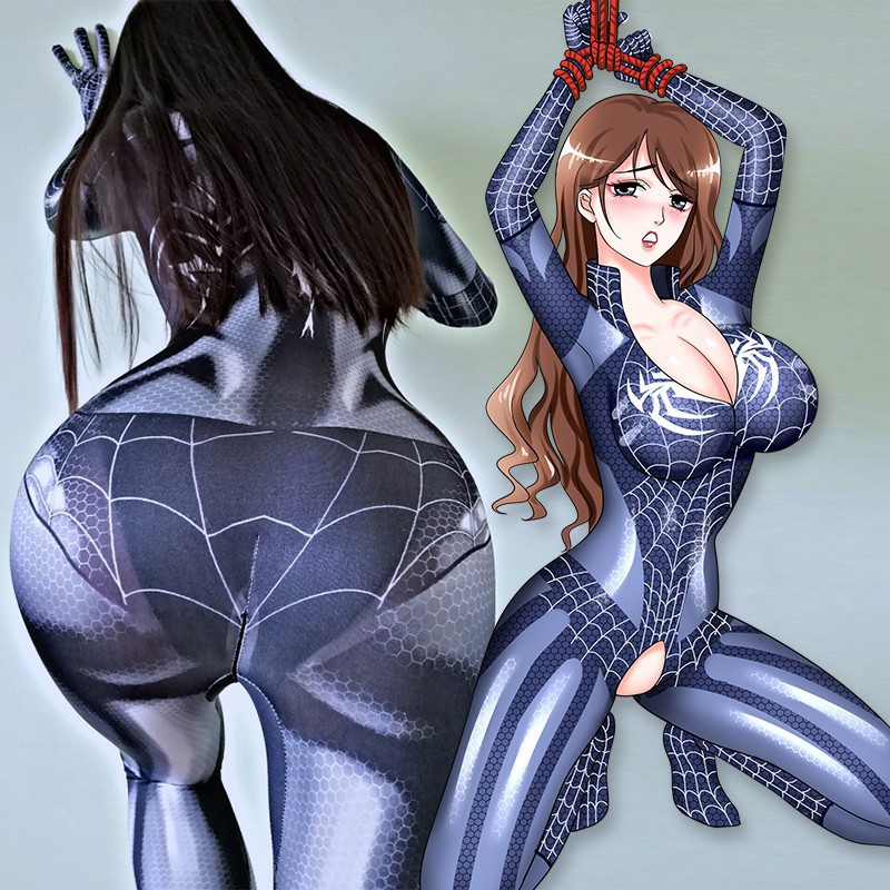 Đồ ngủ hóa trang cosplay người nhện spider man anime khóa kéo mở đũng