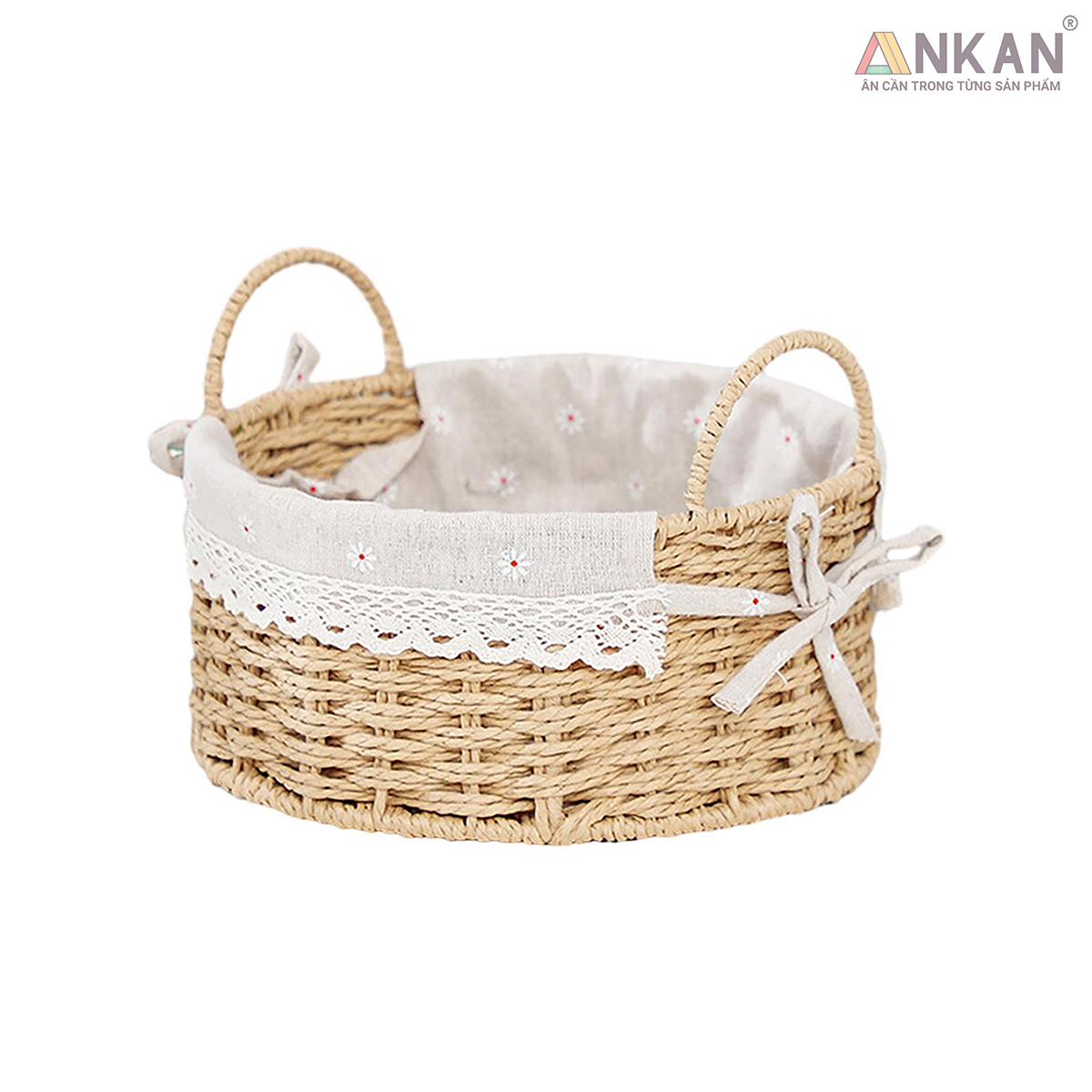 Giỏ Decor Có Quai Xách – Bộ 4 Kiểu Dáng Thủ Công Đẹp Mắt, Lót Vải Vintage, Đựng Đồ &amp; Trang Trí Tinh Tế