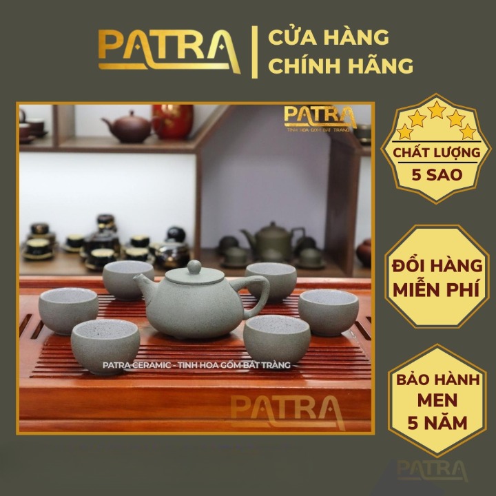 Bộ ấm chén uống trà cao cấp , bộ ấm trà Bát Tràng - hoàng sa thạch biểu tử dã