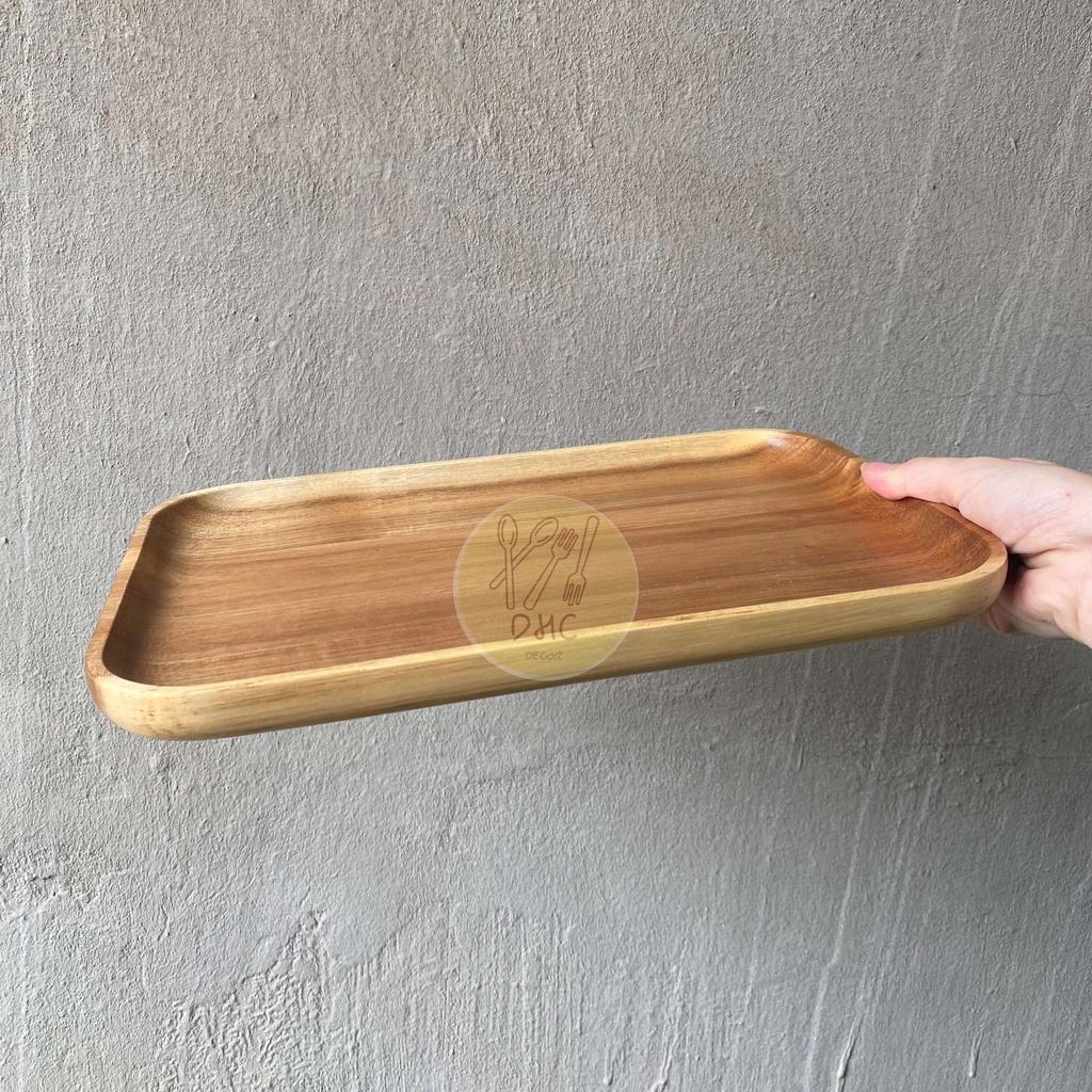 Khay gỗ Keo chữ nhật nguyên khối thủ công , đẹp mắt, sang trọng, đa dụng