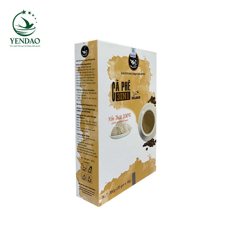 Cà phê Yến 3in1 Collagen Yến Đảo Thơm Ngon Giải Tỏa Căng Thẳng, Mệt Mỏi 20 Gói/ Hộp