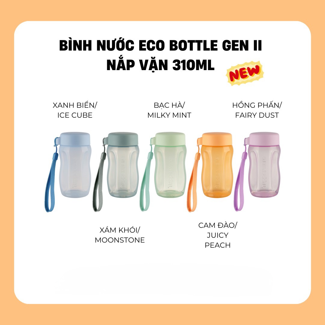 Bình nước Eco Bottle Gen II Nắp Vặn 310ml - Tupperware chính hãng - kín khí kín nước