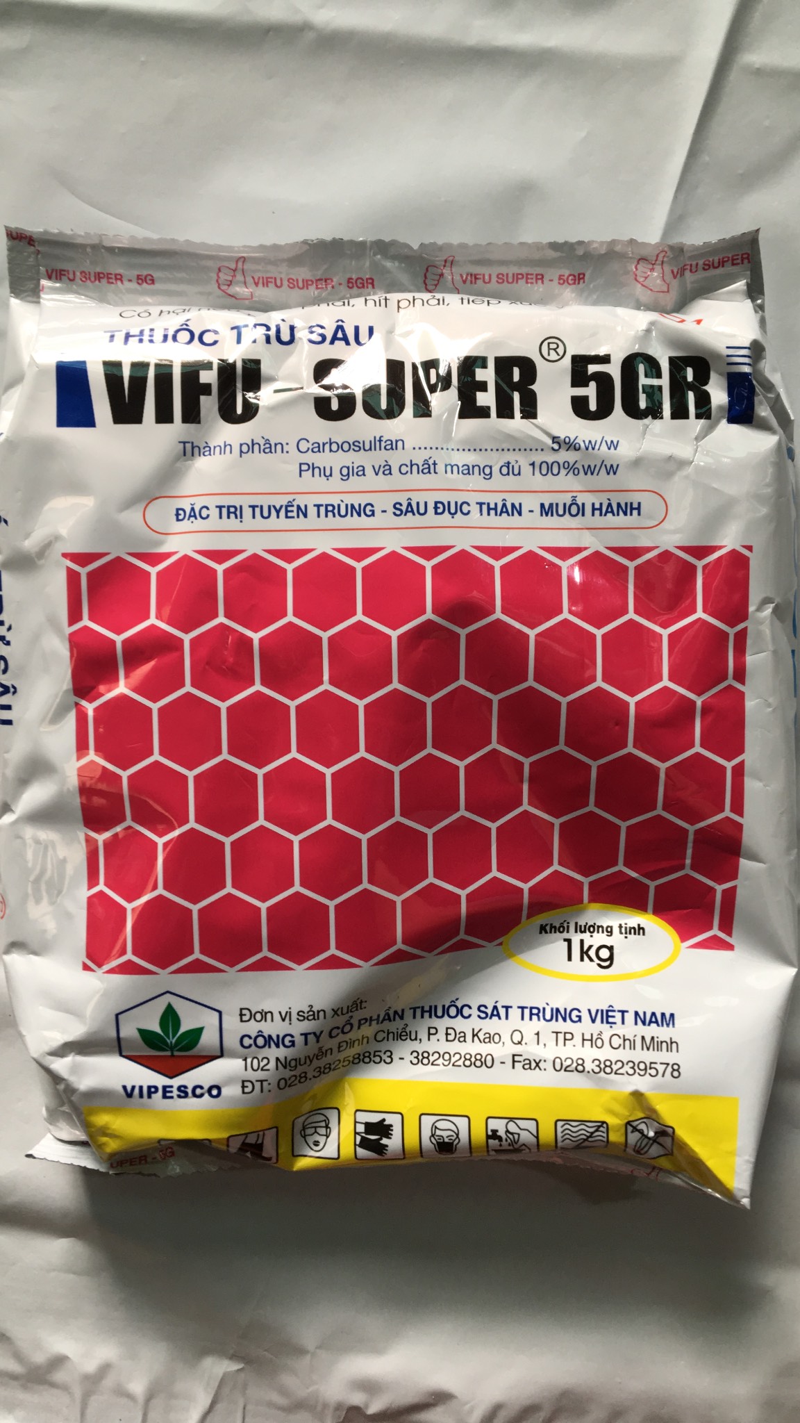 VIFU SUPER 5GR - Phòng trừ tuyến trùng sùng đất rải gốc cây trồng gói 1kg
