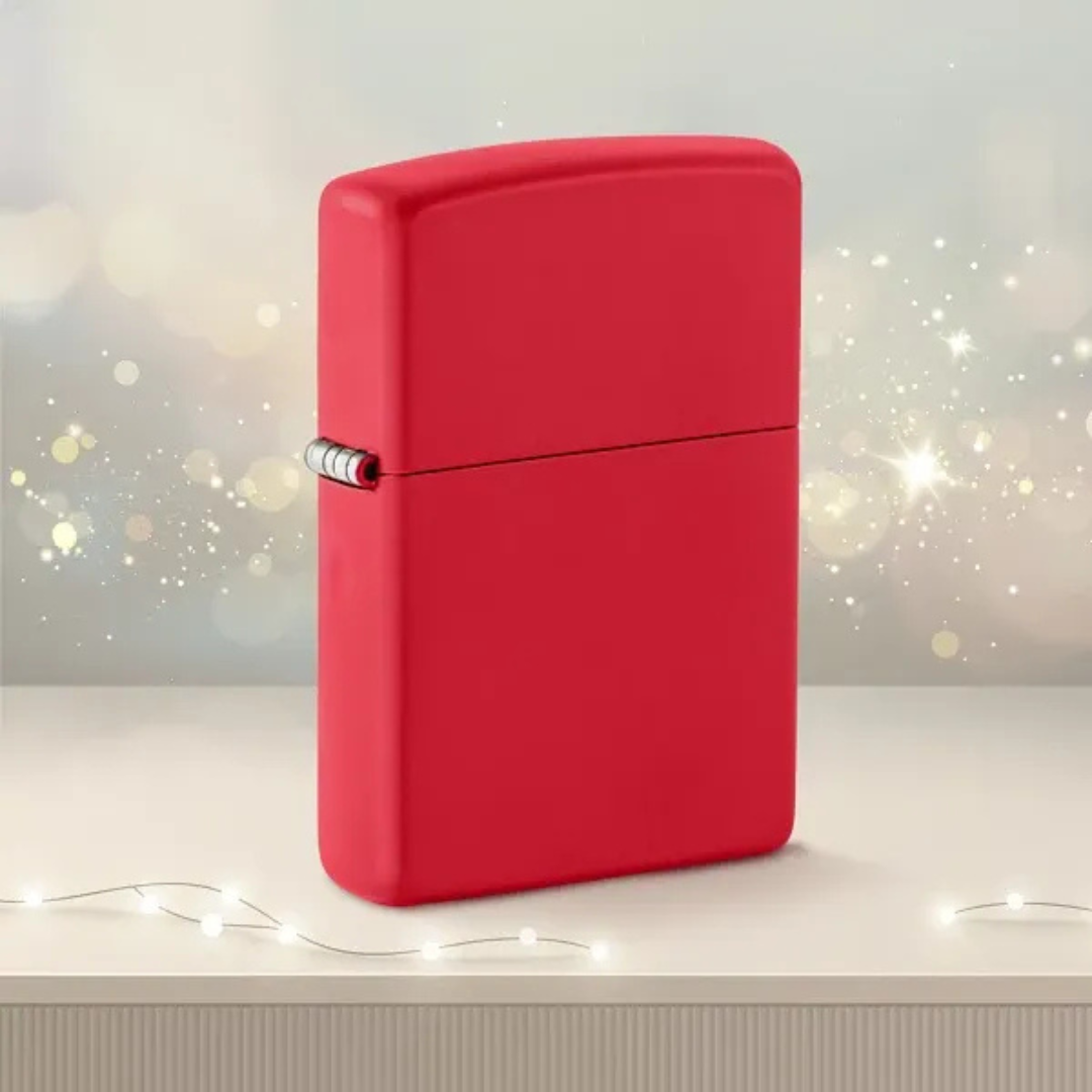 Bật lửa Zippo 233 Classic Matte Red - Dòng Sơn Tĩnh Điện Đỏ Nhám Chính Hãng Mỹ, Chống Trầy Xước, Chống Gió Cao Cấp