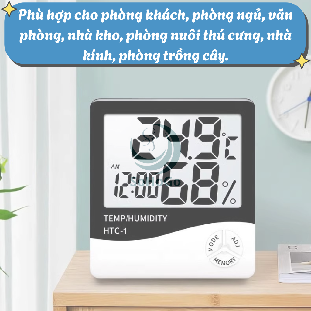 Nhiệt Ẩm Kế Điện Tử Đa Năng -Đồng Hồ Đo Nhiệt Độ &amp; Độ Ẩm Kỹ Thuật Số -Máy Đo Nhiệt Độ – Độ Ẩm Trong Nhà -Đồng Hồ Điện Tử Đo Nhiệt Ẩm &amp; Hiển Thị Thời Gian -Nhiệt Ẩm Kế Mini Treo Tường/Để Bàn