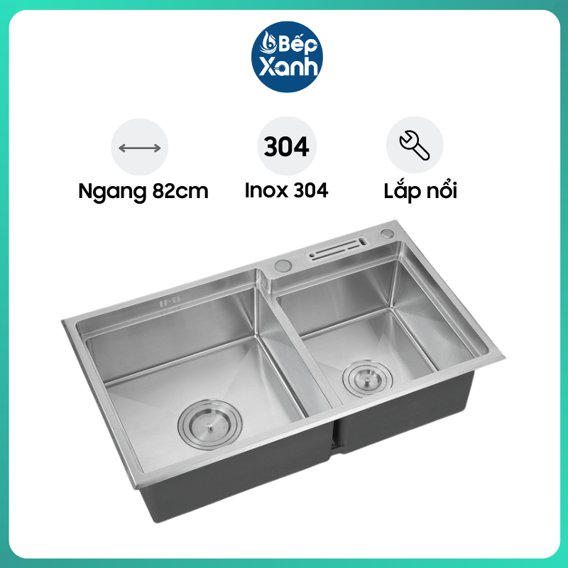 Chậu Rửa Chén Ecalite ESD-8248HS - Lắp Nổi -  Ngang 82cm - Inox 304 Cực Bền - Hàng Chính Hãng