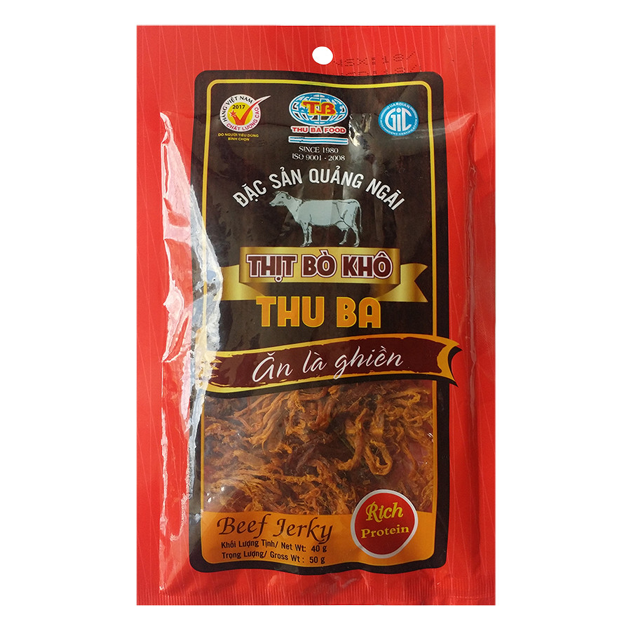 Combo 10 Gói Bò Khô Thu Ba (50g) - Tặng 1 Gói Bò Khô Thu Ba 35g