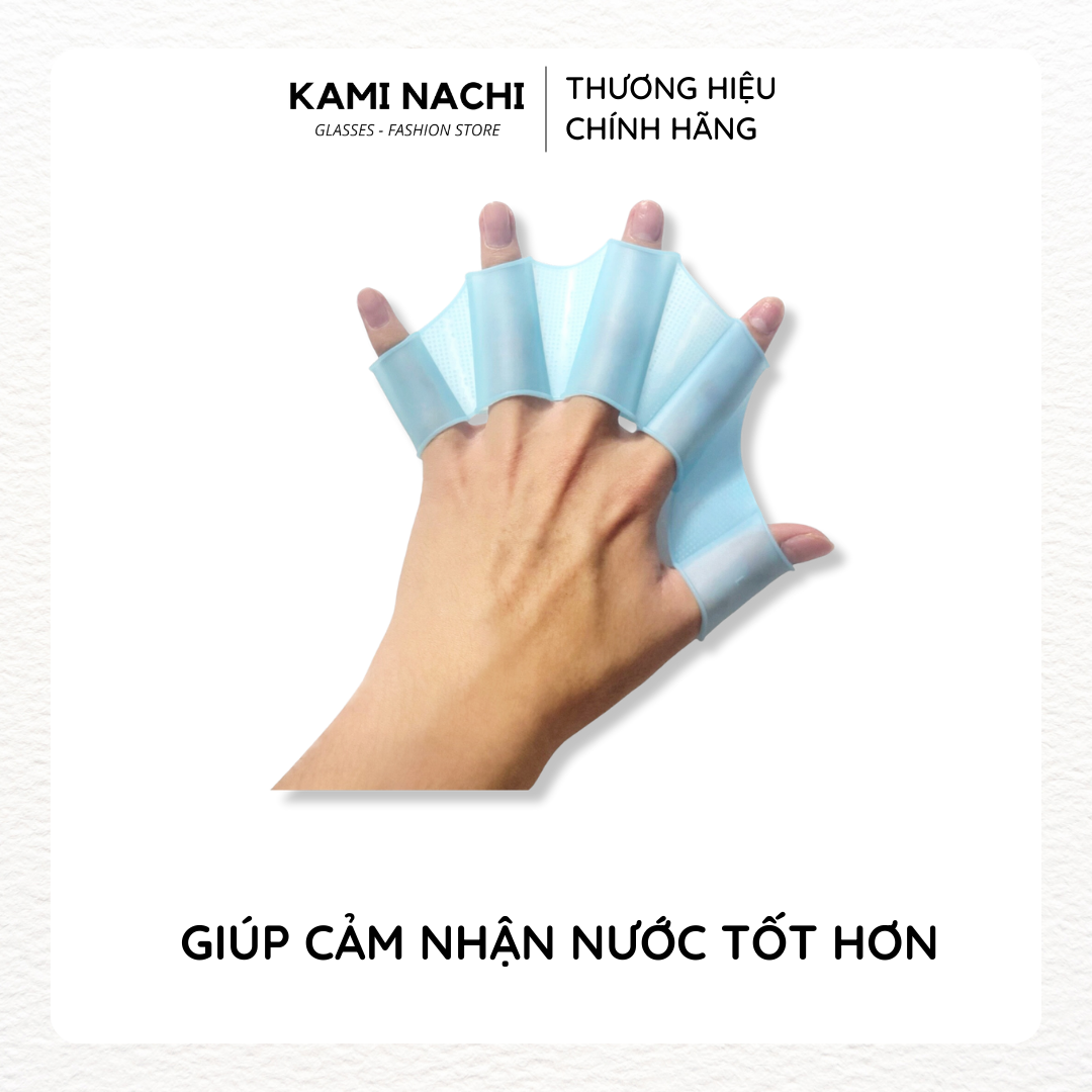 Găng tay bơi dạng màng ếch bằng silicon nhiều kích thước cho trẻ em, nam nữ người lớn KAMI NACHI