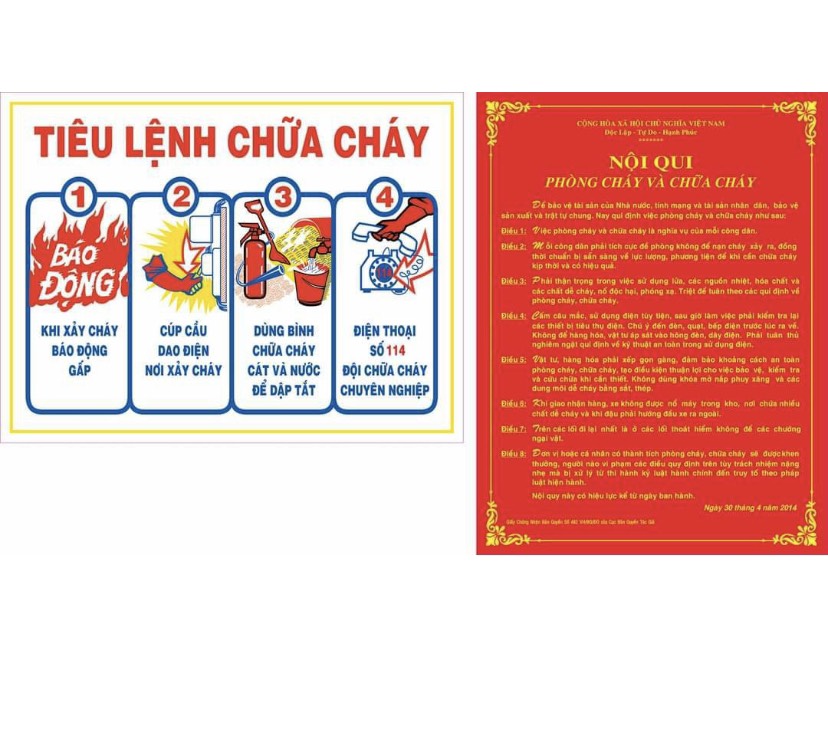 Bảng nội quy - tiêu lệnh pccc