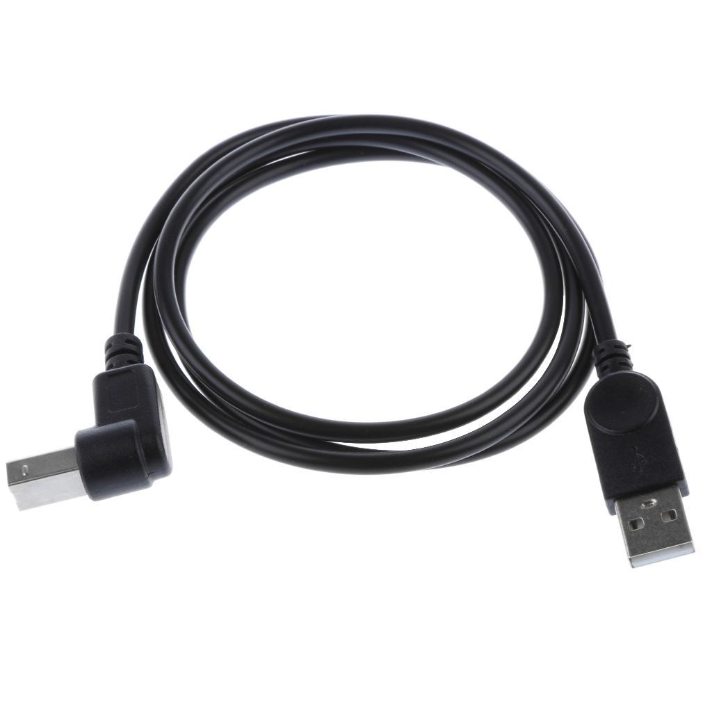 USB2.0 Male to B type 90° Up&Down Angle Adapter Charging Cable Wire Cord