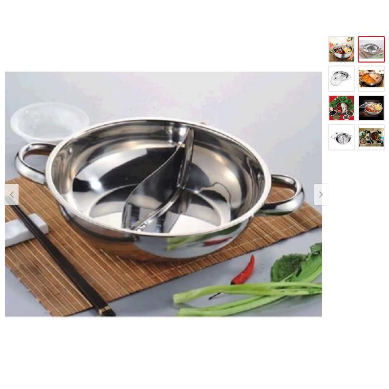 Nồi Lẩu 2 Ngăn Size 30 Cm, Nấu Được Trên Bếp Từ Có Nắp Kính