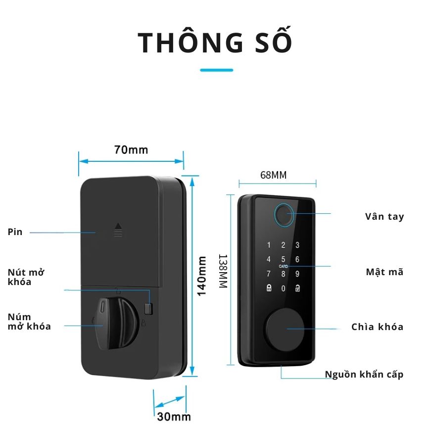 Khóa Cửa Thông Minh Kachi MK44 – Mở Khóa App Tuya + Vân tay + Chìa khóa + Thẻ từ + Mã số - hàng chính hãng