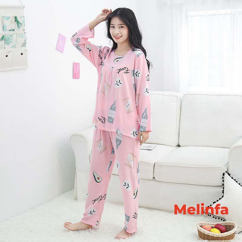 Bộ đồ ngủ nữ, bộ mặc nhà vải lanh lụa cotton dài tay, quần dài nhiều màu mã VABD0115