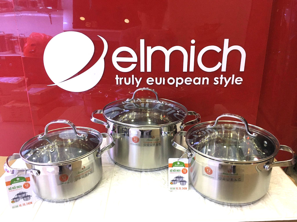 Bộ 3 nồi 18,20 và 24cm Inox 304 Elmich Smartcook SM3330 dùng bếp từ, Xuất xứ CH Séc Châu Âu, bảo hành 24 tháng