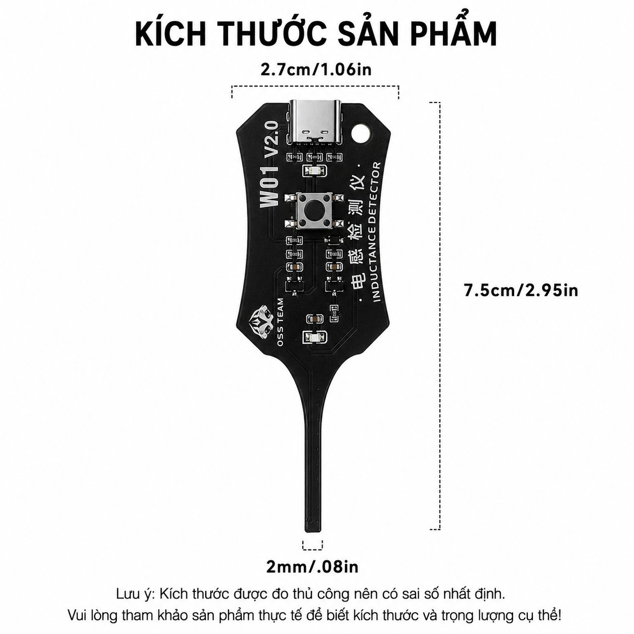 Máy Kiểm Tra Cuộn Cảm OSS W01 2.0 (Cổng Type-C) - Dụng Cụ Chẩn Đoán Lỗi Bo Mạch Điện Thoại Chuyên Nghiệp - Hàng Nhập Khẩu