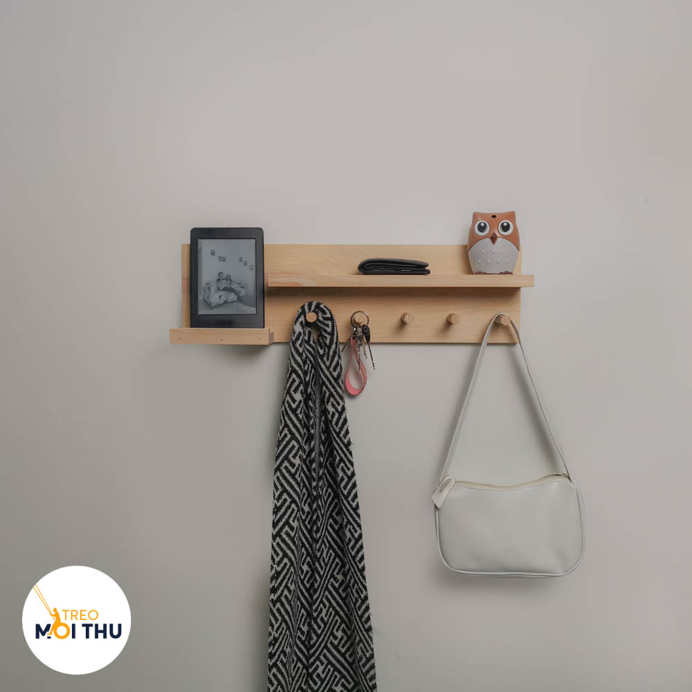Kệ Gỗ Treo Tường Cửa Ra Vào - Mẫu 09 - Để đồ, treo chìa khóa - Phong cách Châu Âu - Treo Mọi Thứ