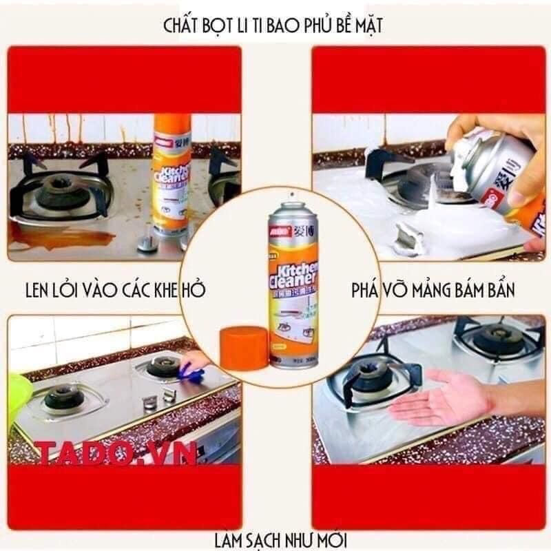 Chai xịt tẩy đa năng nhà bếp màu cam Kittchen Cleaner - Bình xịt bọt tuyết tẩy rửa đa năng vệ sinh nhà bếp siêu sạch