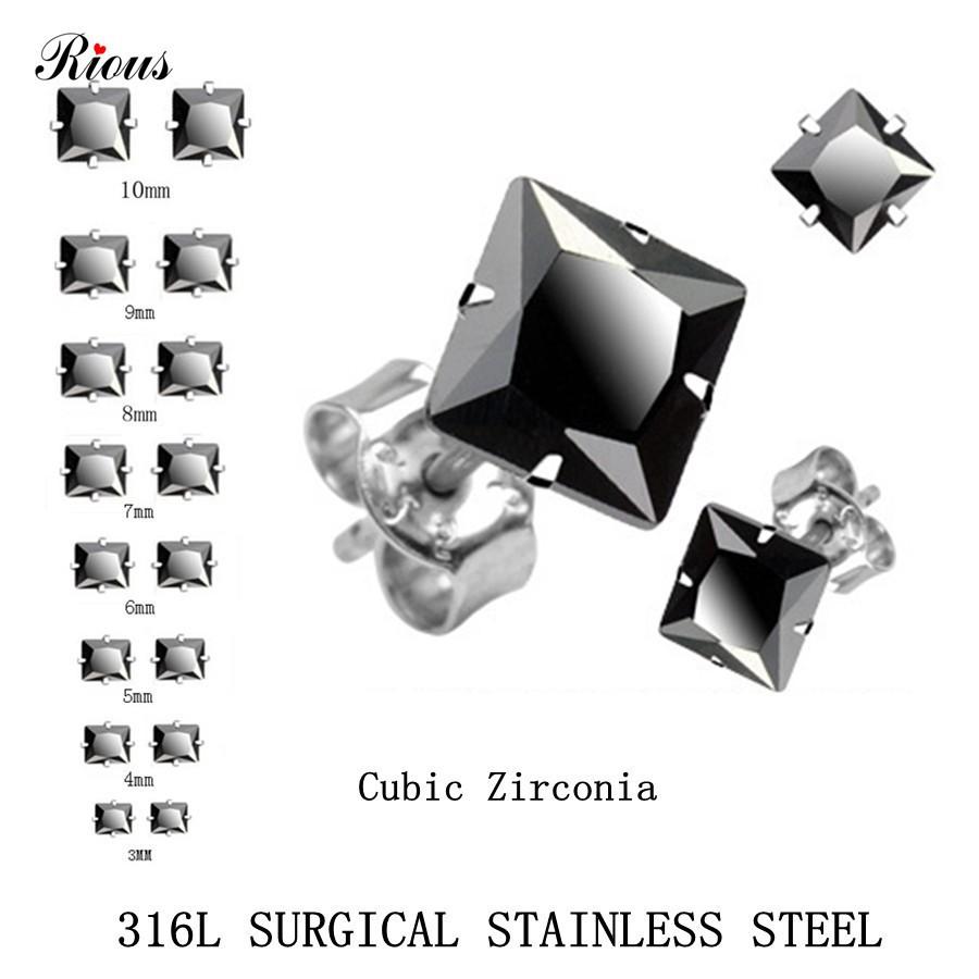 Bông tai inox pha lê đen BT21 ĐV 2 chiếc