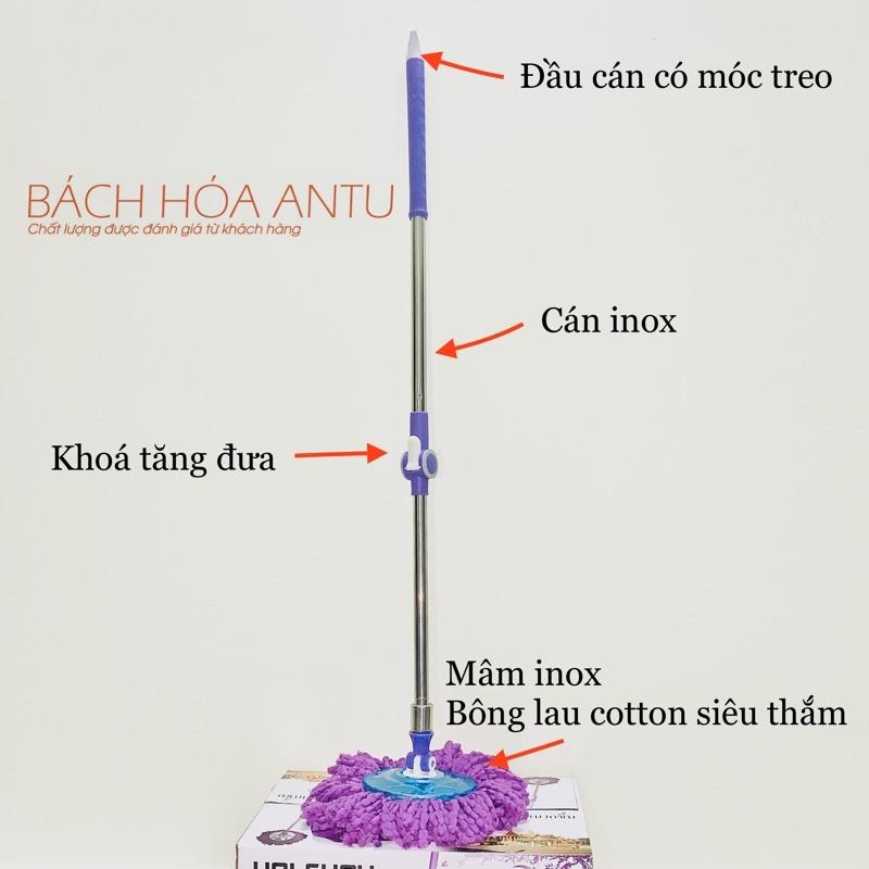 Cây lau nhà inox 360 độ Thái Lan + Kèm bông lau nhà (Màu ngẫu nhiên) Cao cấp