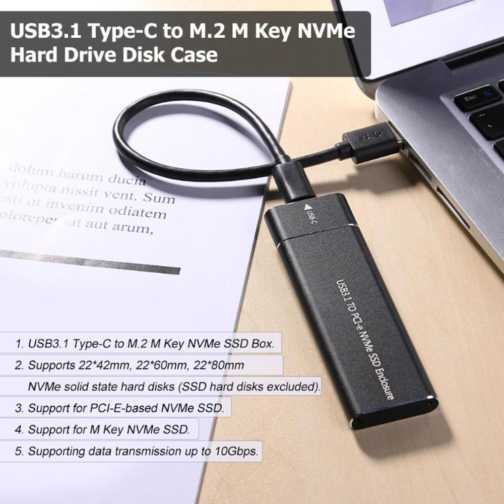 USB3.1 Loại C Sang M.2 M Key NVMe SSD Tốc Độ Cao 10GbPS