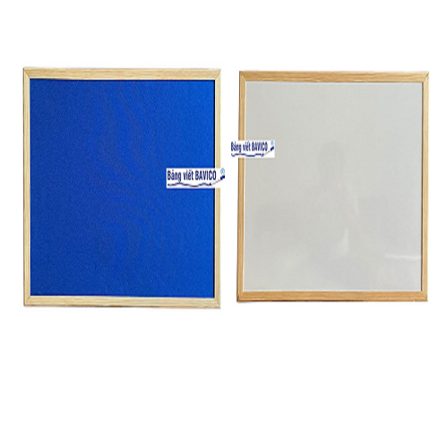 Bảng 2 mặt ghim vải bố và bút lông cao cấp - xanh-trắng KT 0,4x0,6m