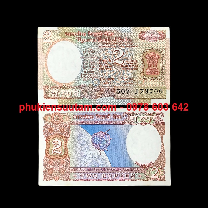 Tiền Châu Á - Ấn Độ 2 Rupee 1976 có lỗ kim - Sưu tầm Độc Lạ tặng kèm phơi nilon - SP001613