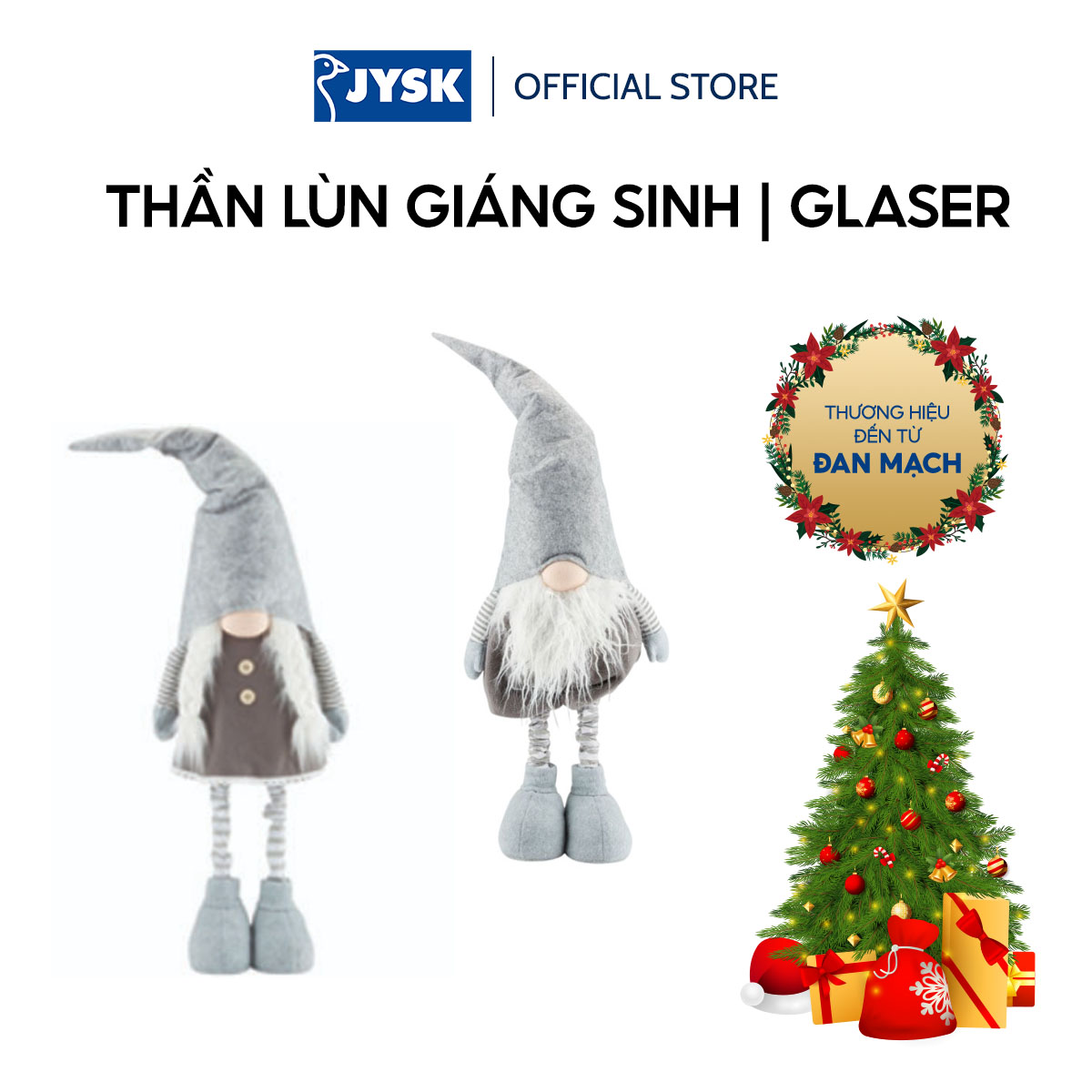 Thần lùn giáng sinh | JYSK Glaser | vải polyester | xám | C115cm