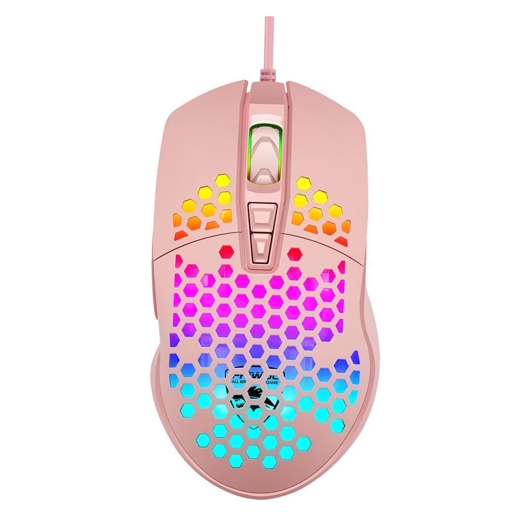RGB Backlit USB Gaming Mouse 7 Buttons 1600DPI With Honeycomb Shell