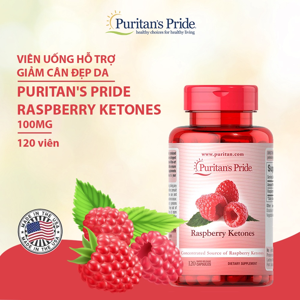 Hỗ trợ giảm cân quả mâm xôi Puritan's Pride - Raspberry Ketones Mỹ từ nguyên liệu thiên nhiên an toàn hiệu quả - OZ Slim Store