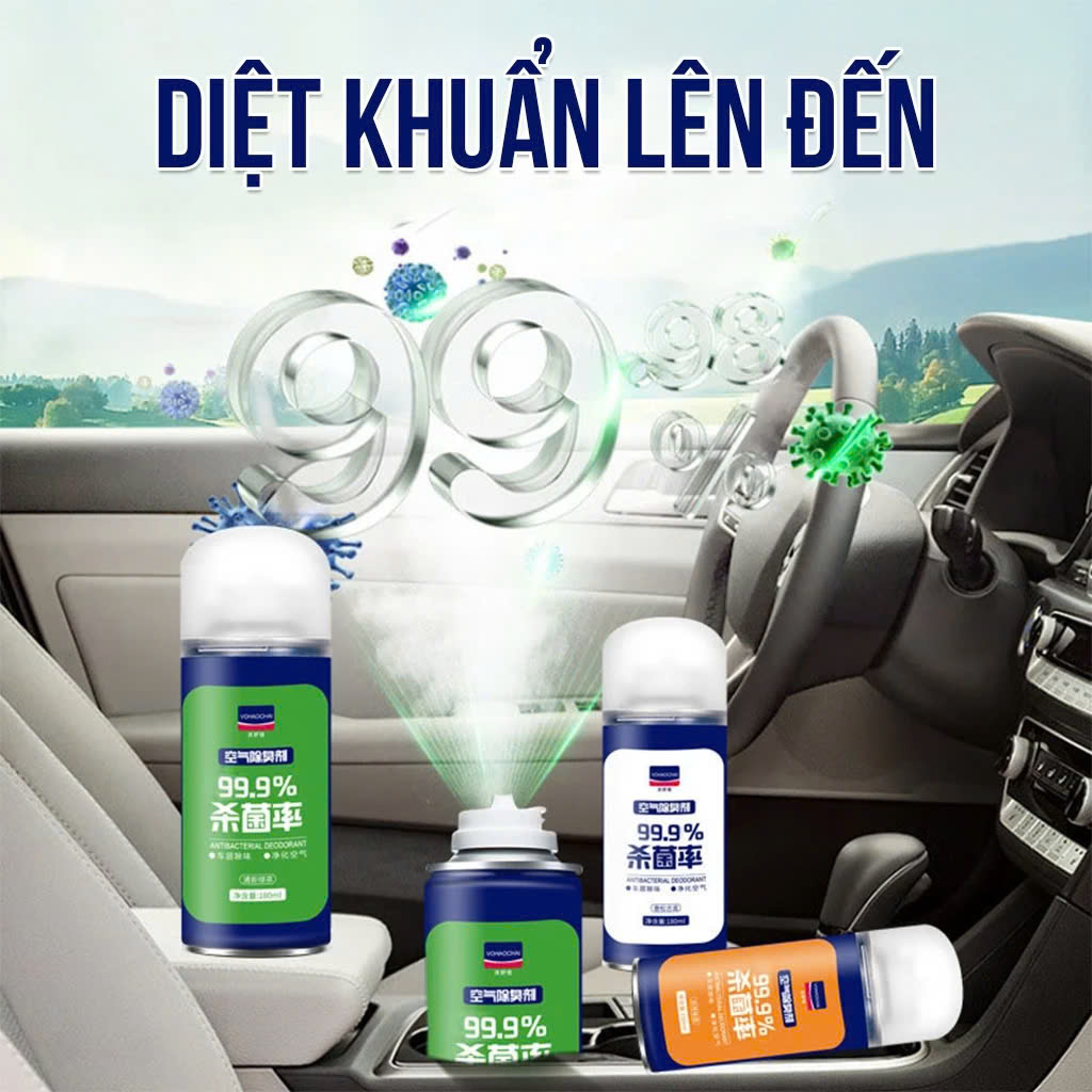 Chai Xịt Khử Mùi Khử Khuẩn Tự Động KC 99,98% – Dùng Cho Ô Tô, Điều Hòa, Phòng Ngủ Cực Hiệu Quả