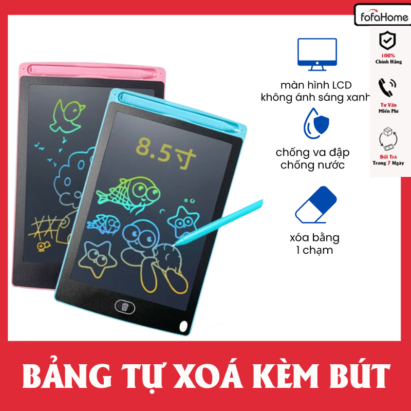 Bảng Viết tự xóa LCD, Bảng Vẽ Điện Tử Thông Minh Tự Động Xóa Thúc Đẩy Tư Duy Sáng Tạo Cho Bé Loại 8.5 Inch Giao Màu Ngẫu Nhiên