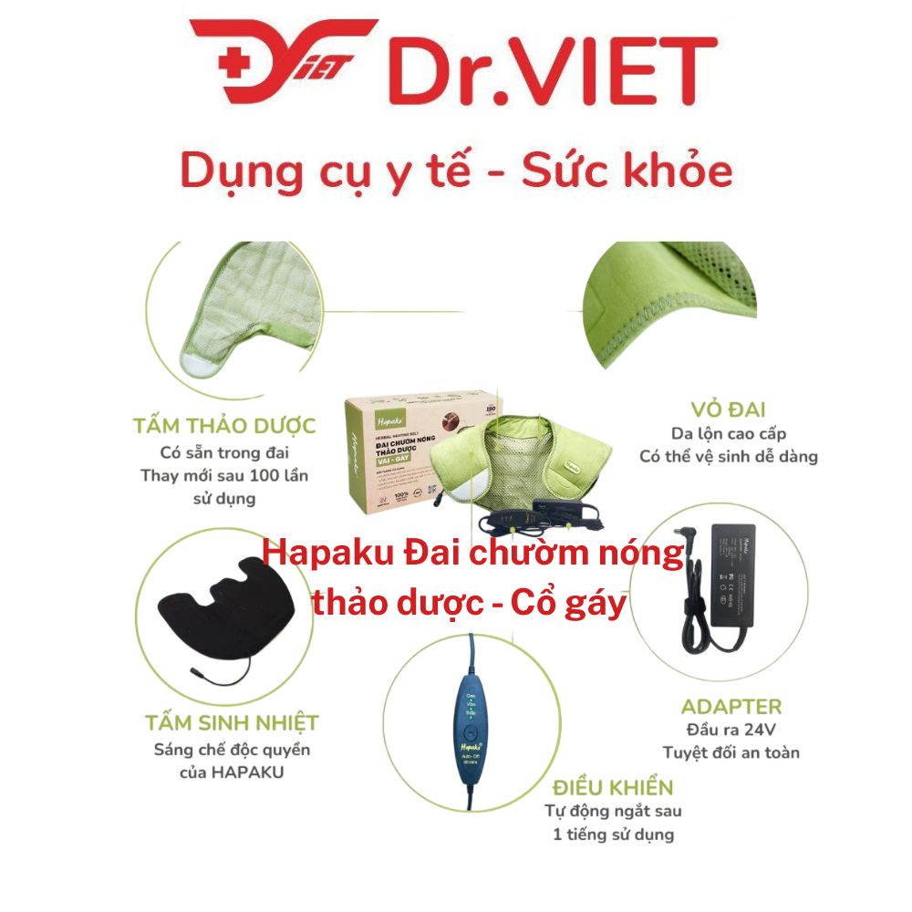 Đai chườm nóng thảo dược Cổ gáy Hapaku Giảm đau, Thư giãn, Ngủ ngon