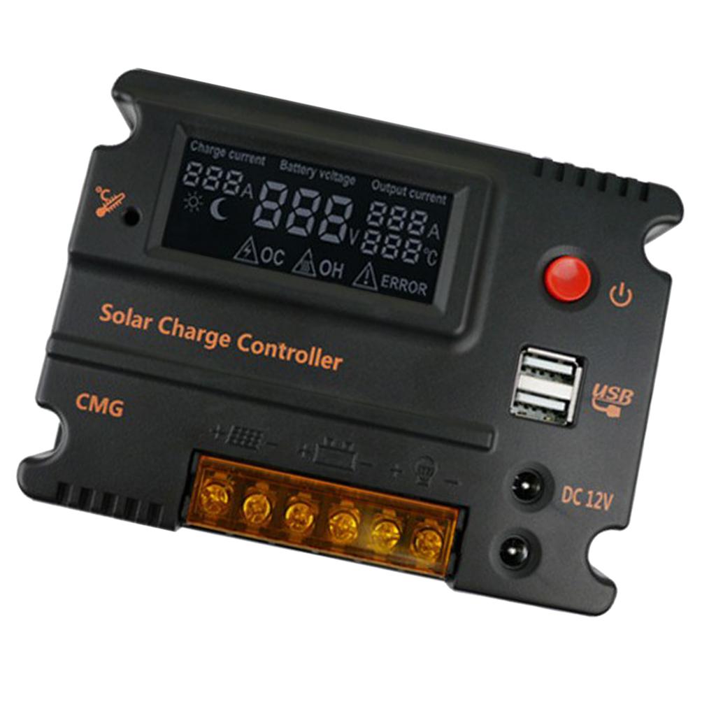 20A MPPT PWM Controller Waterproof Solar Charge Controller w/LCD Display and LED Bar