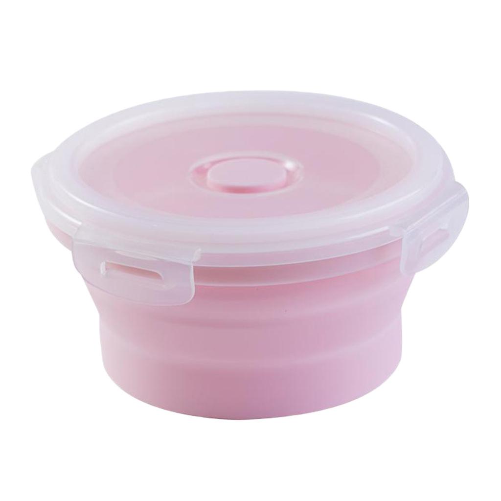 Round Lunch Container Food Grade Silicone Storage Collapsible Bowl with Airtight Lids Microwave Refrigerator Freezer Safe