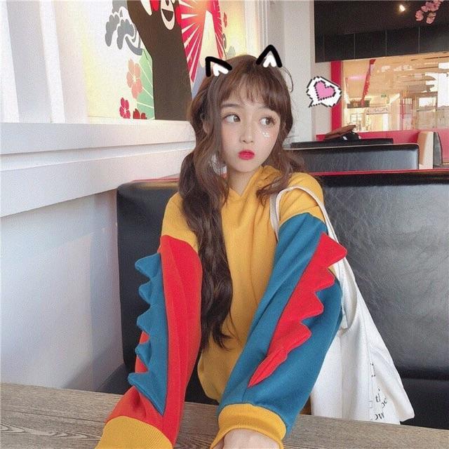 Áo hoodie phối màu nữ