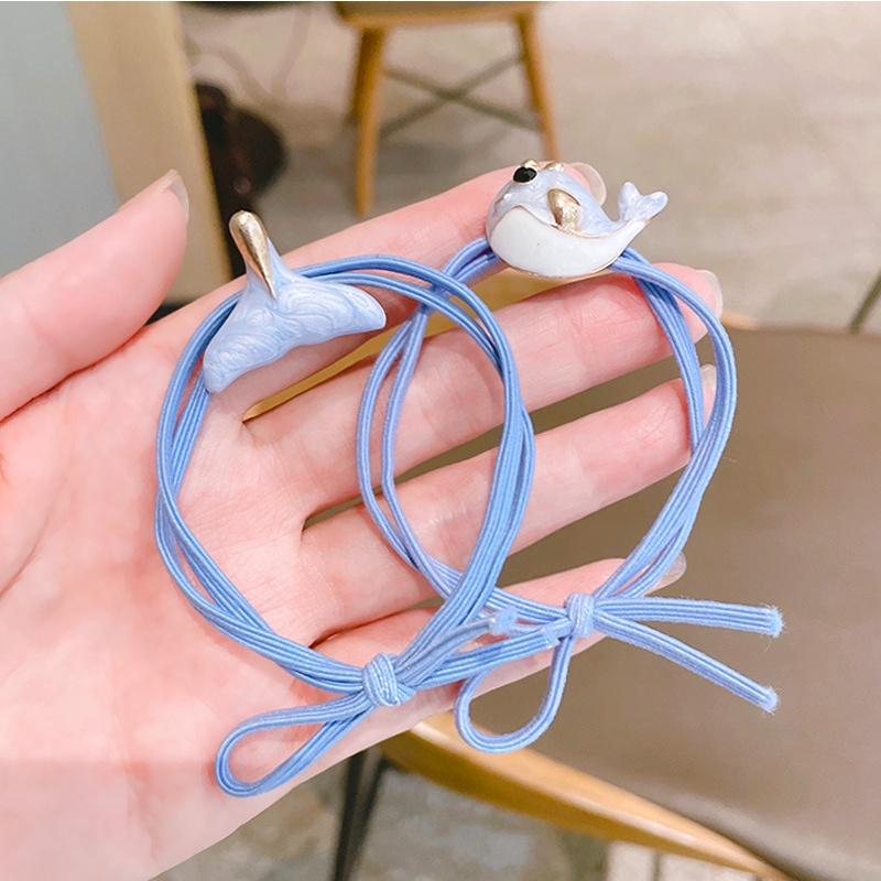 Dây cột tóc màu xanh gắn charm gốm siêu xịn họa tiết thủy cung độc đáo