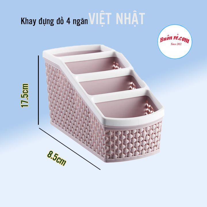 Khay nhựa tiện ích 4 ngăn Việt Nhật (5696), khay 4 ngăn để bàn đựng bút, đồ dùng đa năng hàng Cao Cấp Bền Đẹp