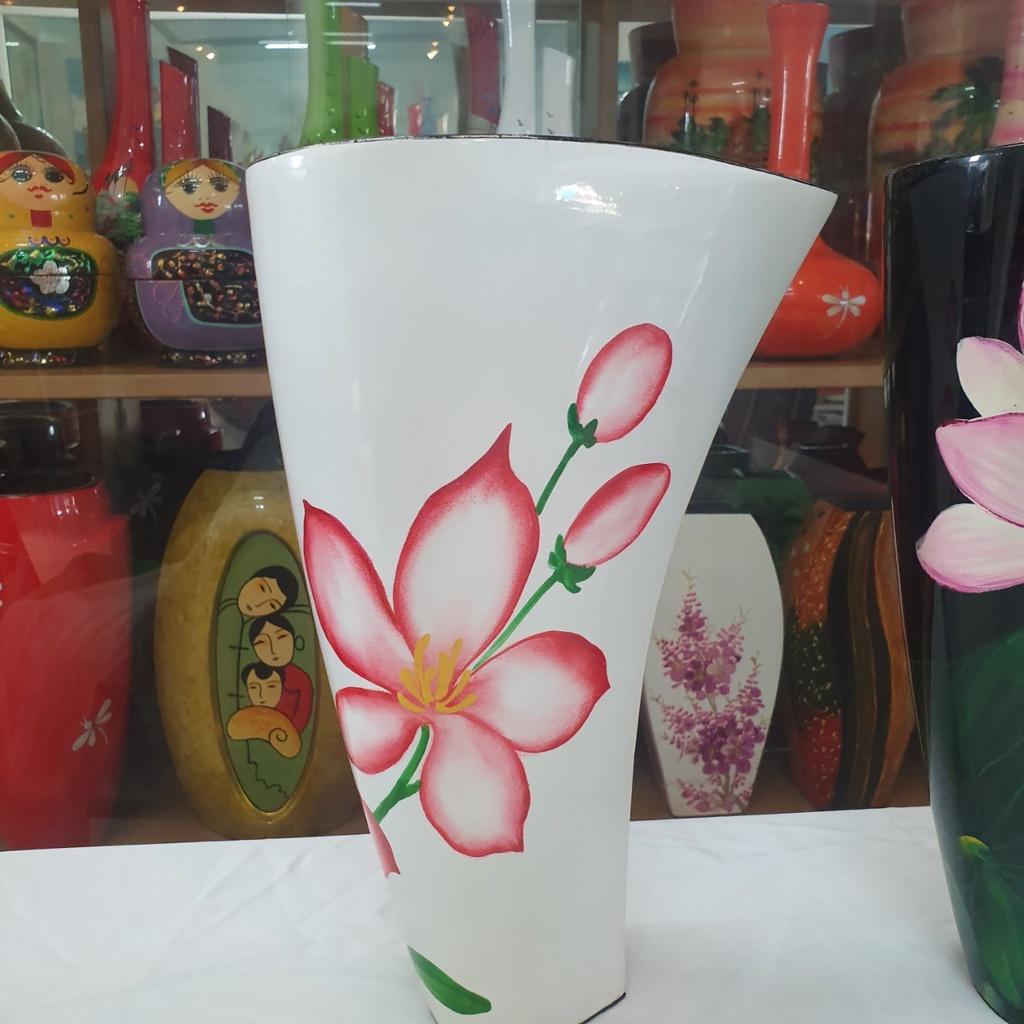 Lọ hoa sơn mài hút tài lộc cao cấp Thanh Bình Lê miệng dẹp, cắm hoa, trang trí nhà cửa, văn phòng, quà tặng ý nghĩa