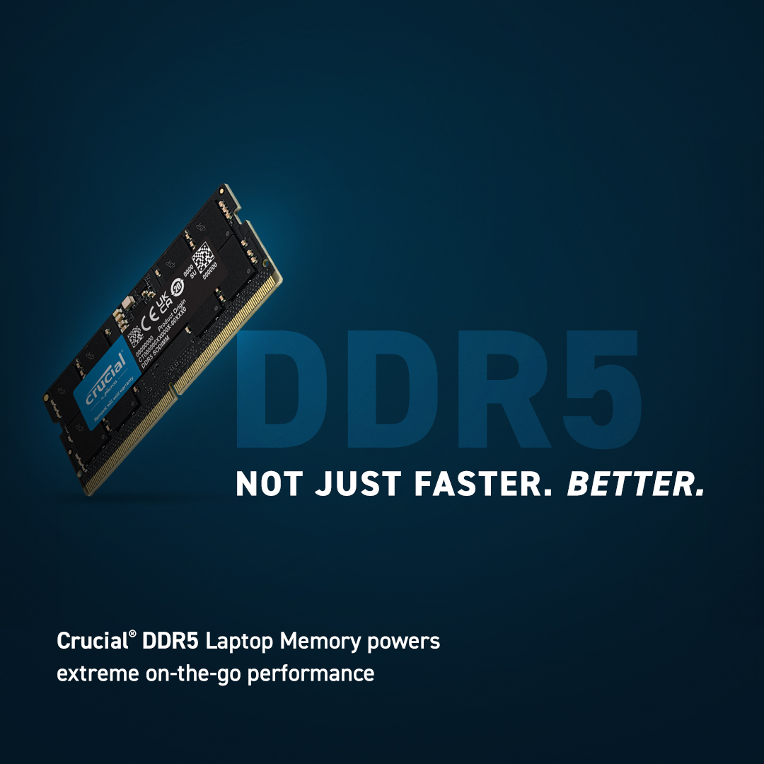 Ram Laptop Crucial DDR5 16GB Bus 5600 CL46 SR x8, điện áp 1.1V - CT16G56C46S5 - Hàng chính hãng