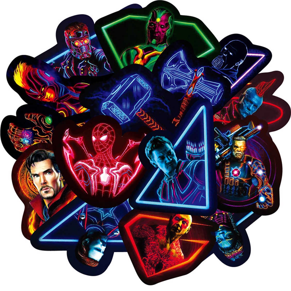 Set 30 Sticker siêu anh hùng Màu neon ảnh decal hình dán ép lụa