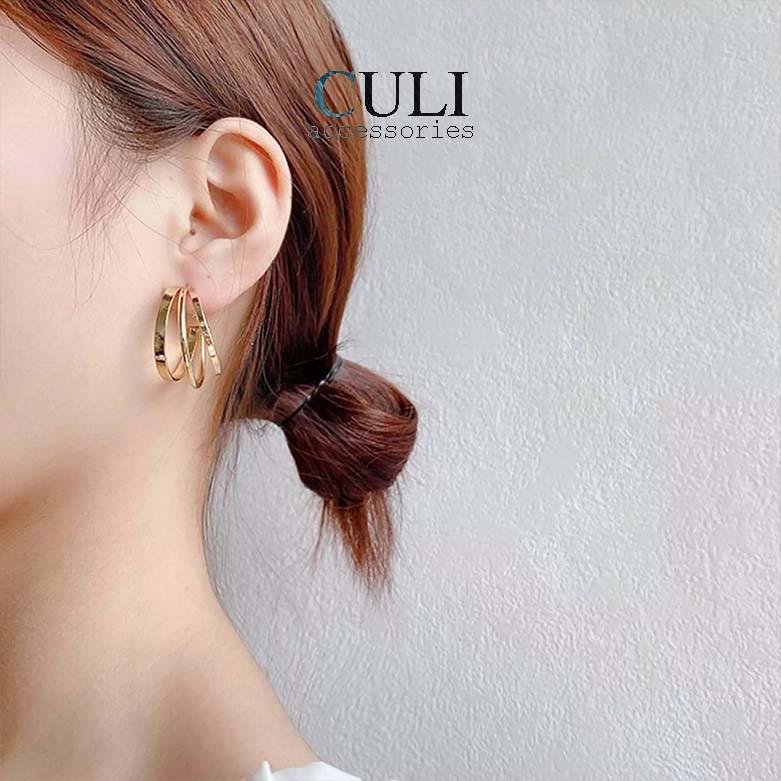 Khuyên tai bạc 925 Basic triple hoops HT651 - Culi accessories