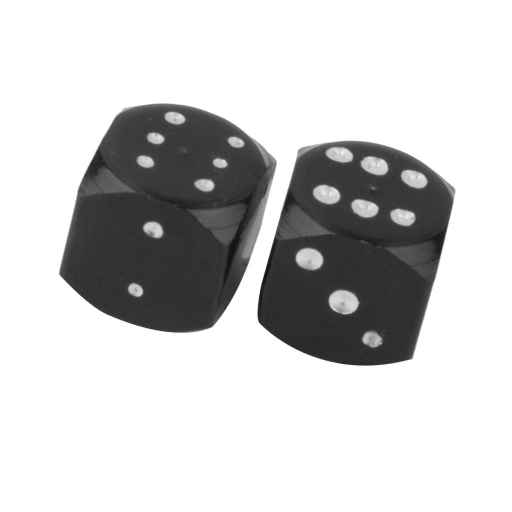 2Pcs Valve Motorcycle Car Tire Valve Metal Dice Black