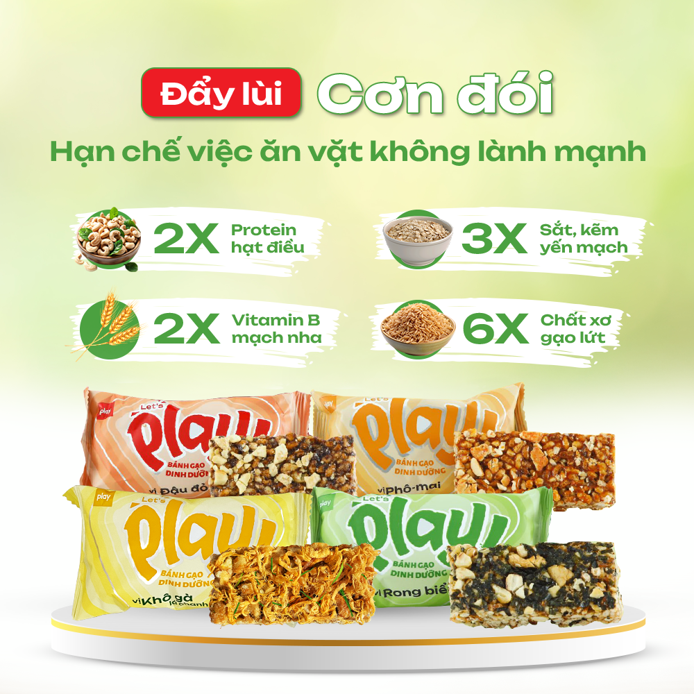 Combo 2 túi bánh gạo dinh dưỡng PLAY Let’s play - Thanh gạo lứt ngũ cốc, bánh ăn vặt healthy