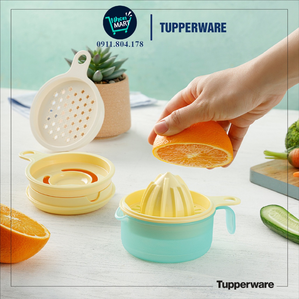 Bộ Dụng Cụ Đa Năng Tupperware Vắt Ép Cam, Tách Trứng Thiết Kế Nhỏ Gọn Tiết Kiệm Không Gian Lưu Trữ