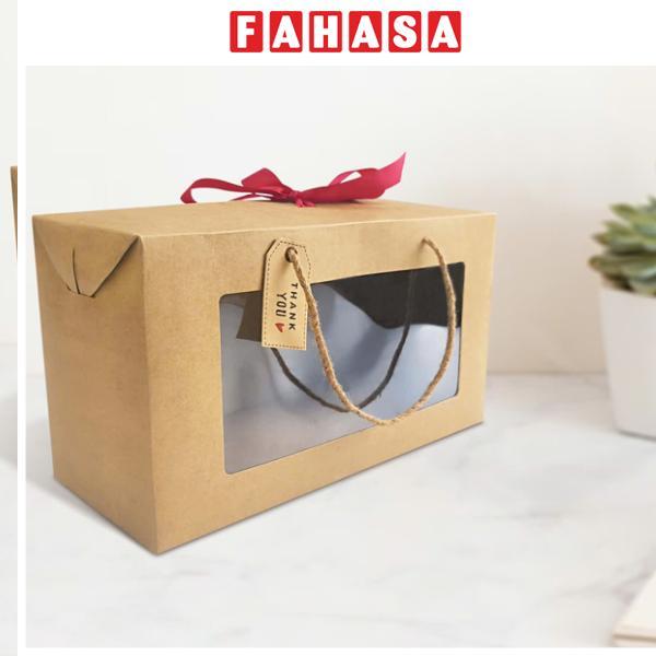 Hộp Xếp Kraft Quai Xách Kính - 32 x 18 x 10 cm - Linh Lan