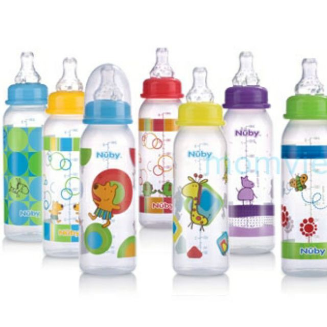 Bình sữa chống sặc cổ hẹp Nuby non-drip 120ml - 240ml