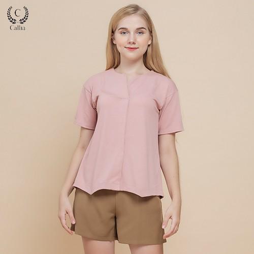 Áo thun nữ Callia cổ v đắp Hami