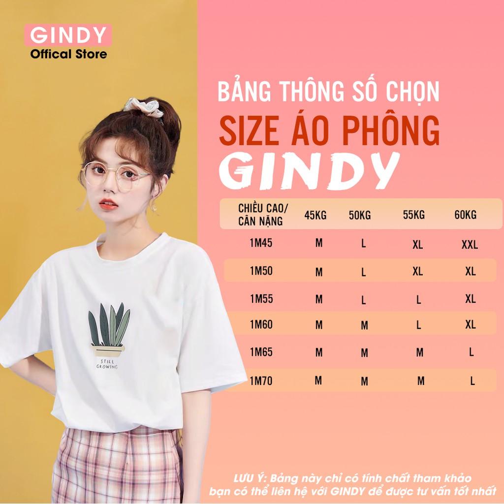 Áo phông nữ GINDY áo thun tay lỡ cổ tròn dáng suông phong cách năng động A20021
