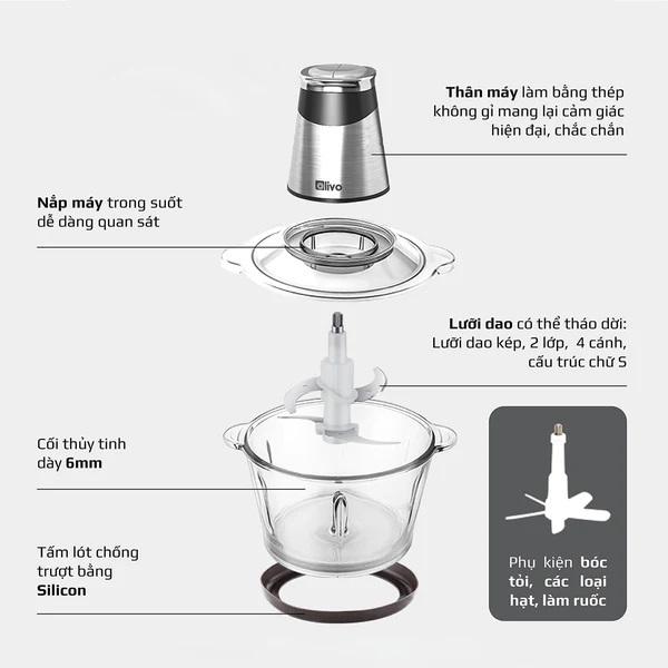 Máy Xay Thịt OLIVO FC21, 2.1Lit - 500w, Hàng Chính Hãng